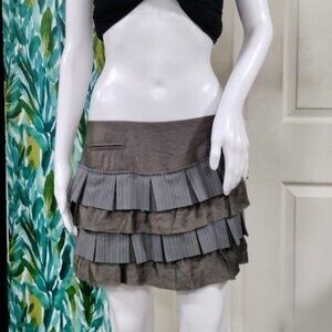 Bebe Punk Twee Metallic Gray Tiered Pleated Mini Skirt With Side 6